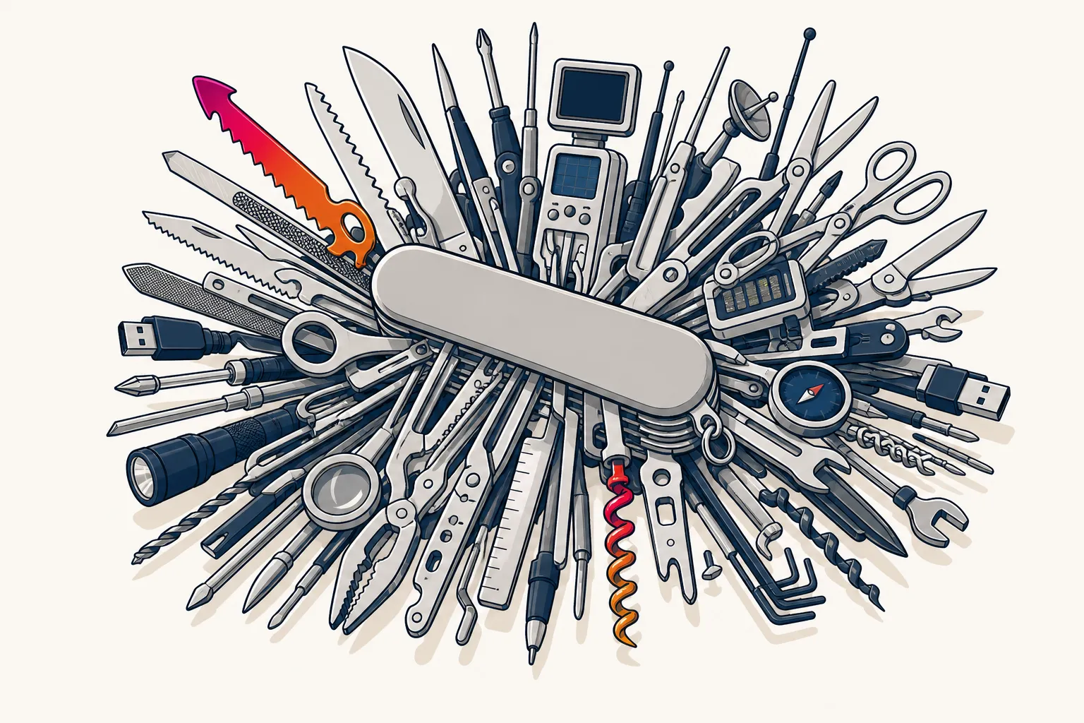 Ein Werkzeug, das für alles taugt, taugt für niemanden richtig — wie ein überladenes Schweizer Taschenmesser